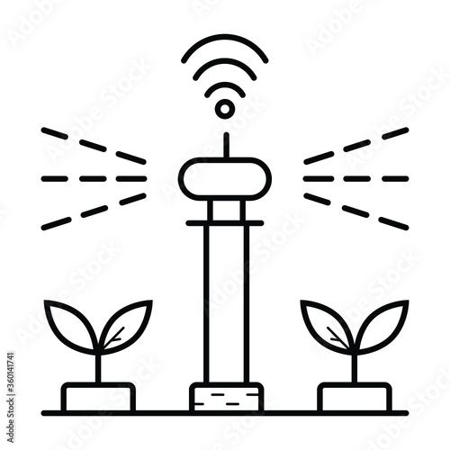 Automatic irrigation sprinklers icon vector