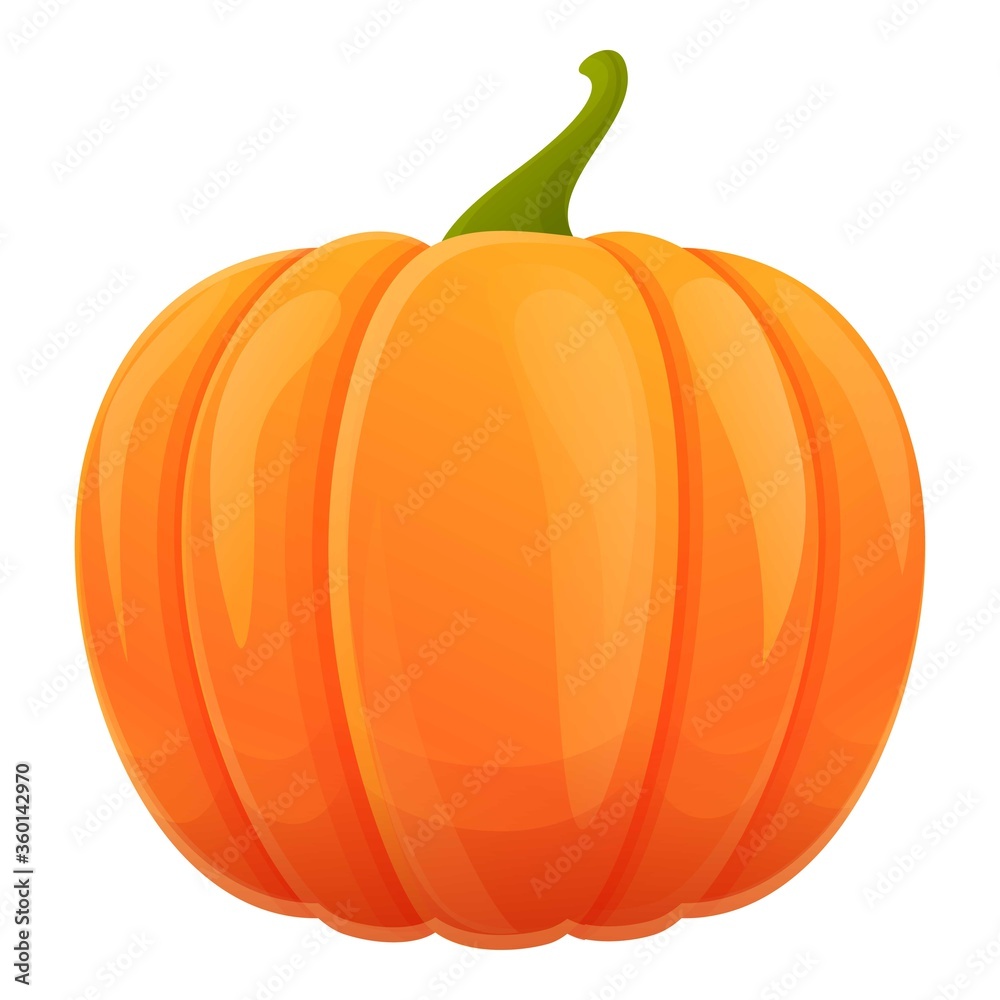 Autumn orange pumpkin icon. Cartoon of autumn orange pumpkin vector icon for web design isolated on white background Autumn orange pumpkin icon. Cartoon of autumn orange pumpkin vector icon for web design isolated on white background