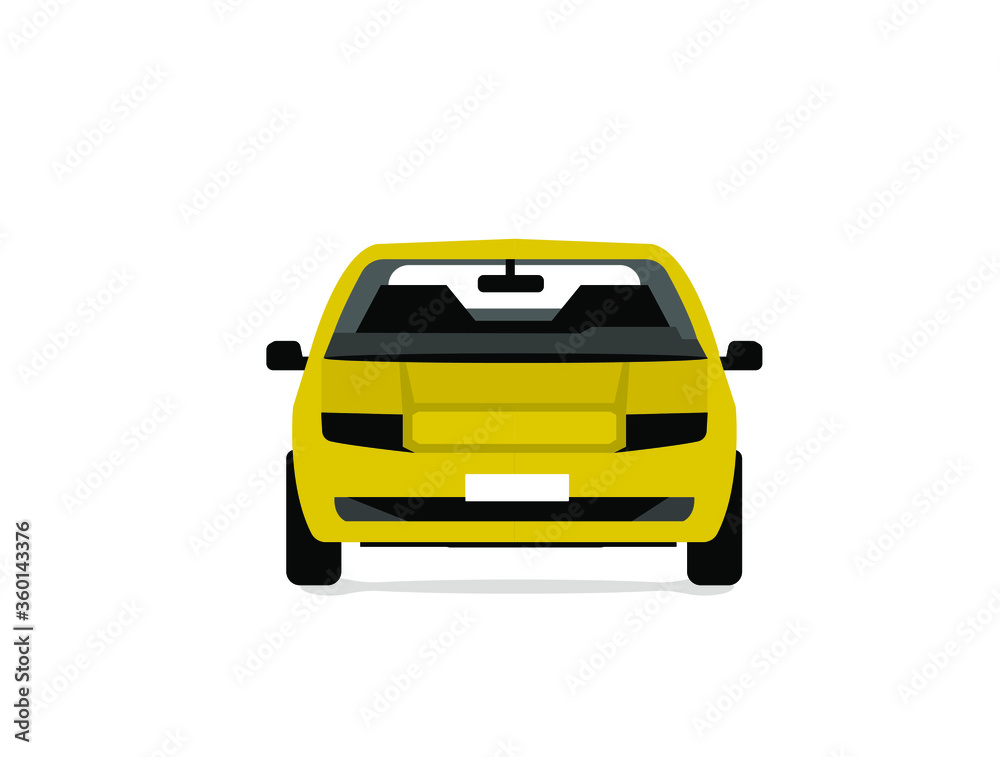 Yellow sedan car vector icon (front view)