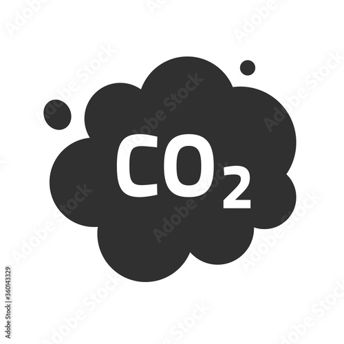 Carbon CO2 pollution emission cloud vector icon, dioxide smoke exhaust bubble flat symbol illustration design isolated on white background