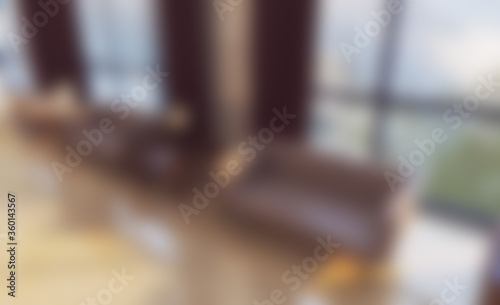 Unfocused, Blur phototography. The interior of the large lobby with marble walls in the hotel. Reception. Business background.. 3D rendering