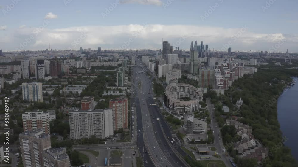 Flight over Zvenigorod highway in Moscow, Russia Flight over Zvenigorod highway in Moscow, Russia