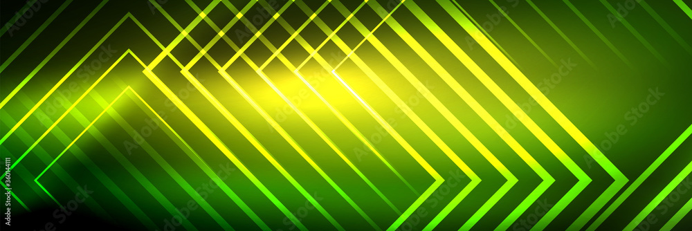 Shiny neon glowing techno lines, hi-tech futuristic abstract background template with square shapes Shiny neon glowing techno lines, hi-tech futuristic abstract background template with square shapes