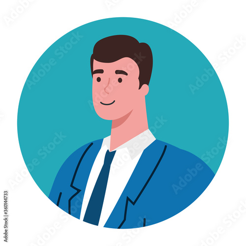face of businessman in frame circular