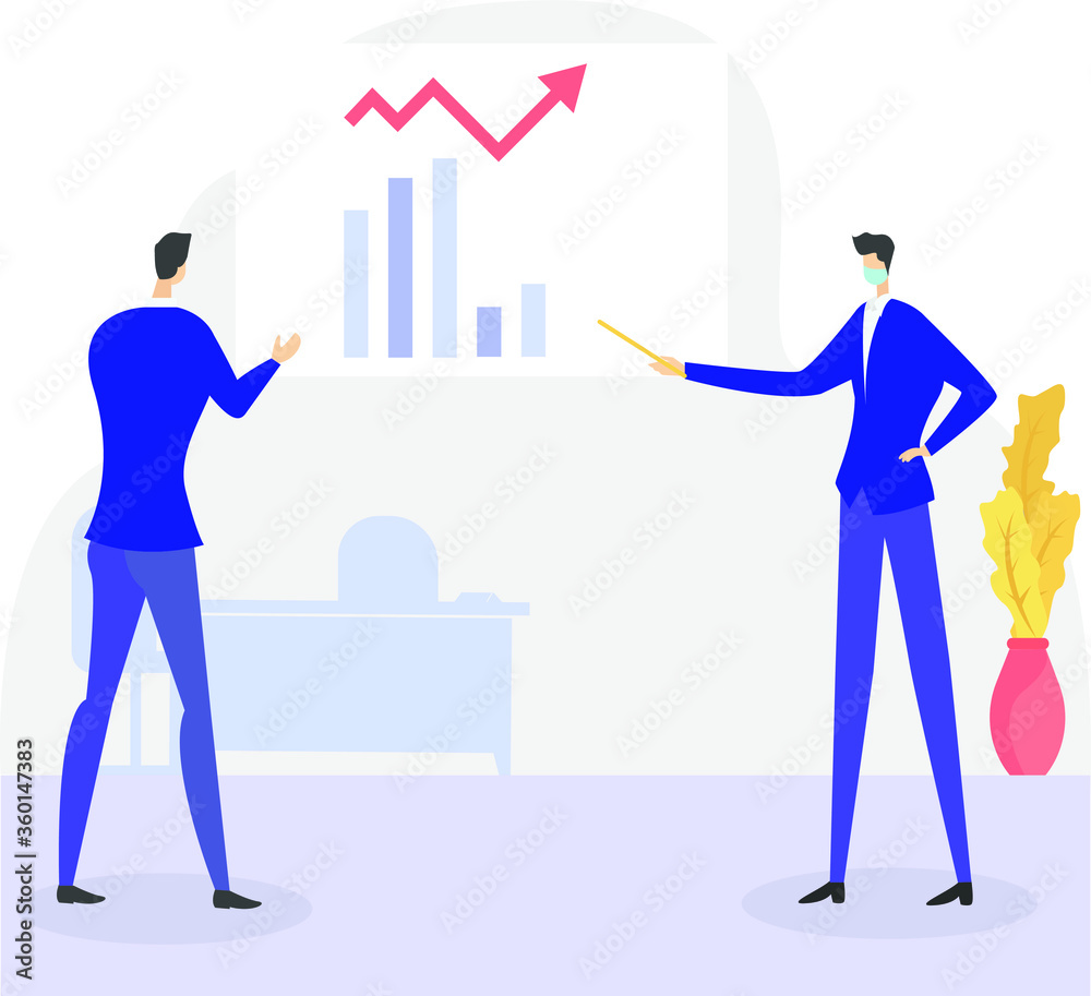 Fototapeta premium New Normal vector concept: business colleagues holding a meeting