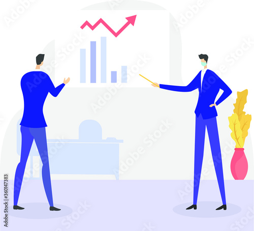 New Normal vector concept: business colleagues holding a meeting