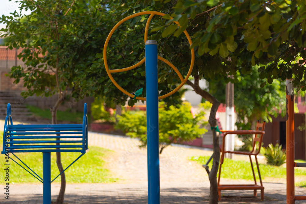 Outdoor gym for public use in the city of Silveira Martins in Brazil.