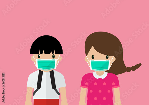 Children wearing medical masks