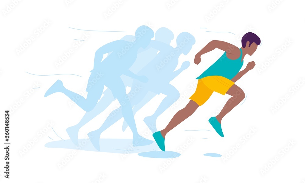 Obraz premium Running men isolated on white background. Banner, site, poster template. Flat style vector illustration.
