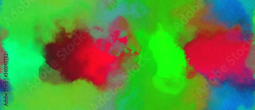 abstract watercolor background with watercolor paint with lime green, crimson and old mauve colors. can be used as background texture or graphic element © Eigens