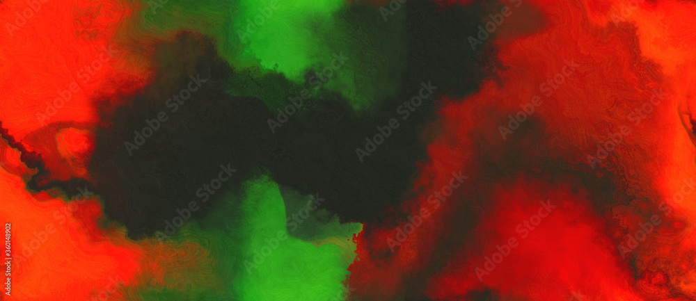 abstract watercolor background with watercolor paint with strong red, very dark green and maroon colors