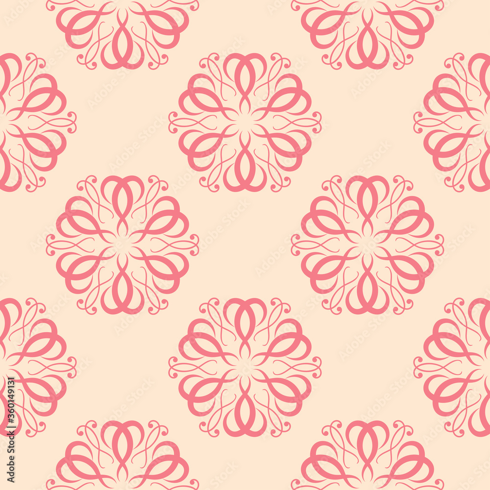 Fototapeta premium Floral seamless pattern. Pink and beige background