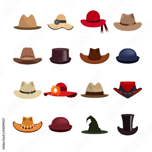Vector set of man and woman hats
