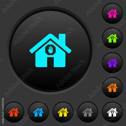 Home quarantine dark push buttons with color icons