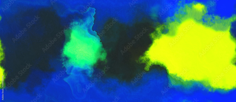 abstract watercolor background with watercolor paint with yellow, very dark blue and strong blue colors. can be used as web banner or background