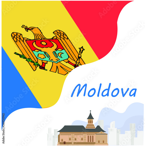 Moldovan landmark vector concept: Capriana monastery at the corner