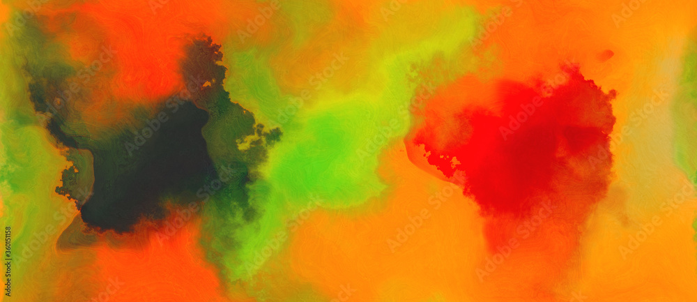 abstract watercolor background with watercolor paint with dark orange, dark olive green and strong red colors. can be used as web banner or background
