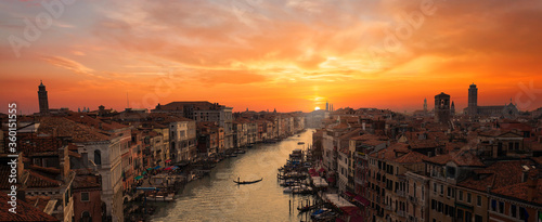 Amazing sunset over Venice Canal Grande