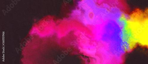 abstract watercolor background with watercolor paint with very dark magenta, medium orchid and green yellow colors. can be used as web banner or background