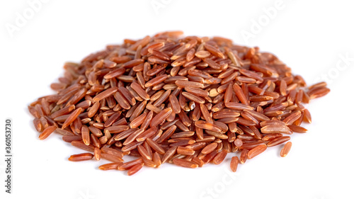 Heap of red rice isolated on white background, food