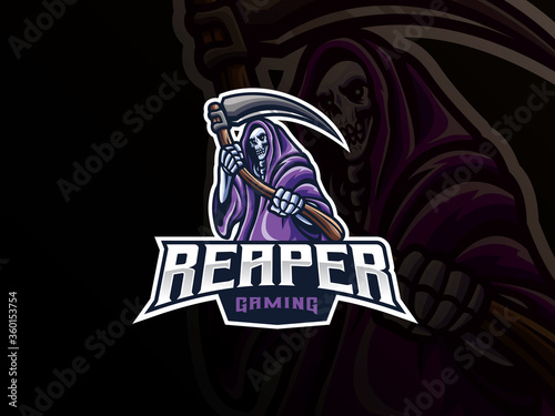 Grim reaper mascot sport logo design