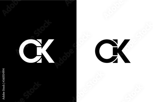 CK, KC Letter logo design template vector