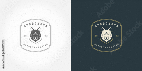Wolf head logo emblem vector illustration silhouette for shirt or print stamp