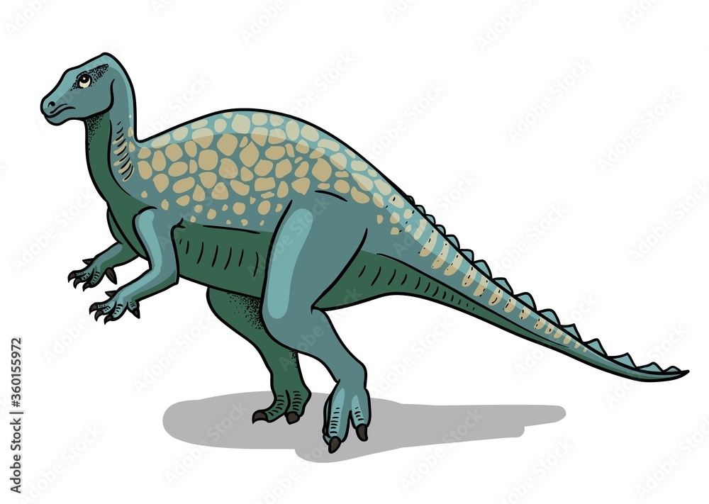 Fototapeta premium Iguanodon dinosaur vector illustration in cartoon style.