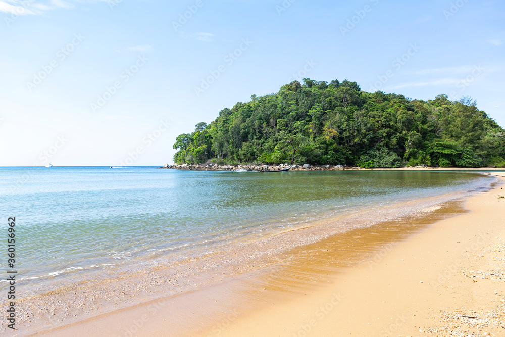 Beautiful green island, tropical beach, nature concept background, summer outdoor day light, environmental friendly
