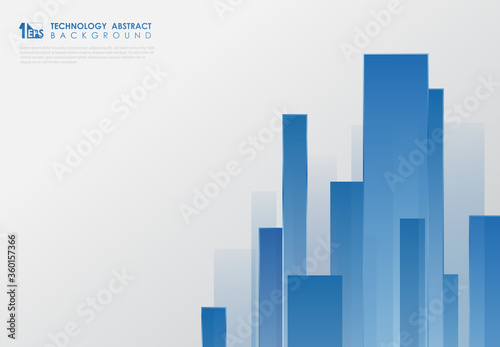 Abstract rectangle blue design pattern of minimal technology with copy space background. illustration vector eps10