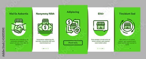 Franchise Business Onboarding Mobile App Page Screen Vector. Franchise And Trade Mark, Wideworld Branches And Dollar, Handshake And Contract Color Illustrations