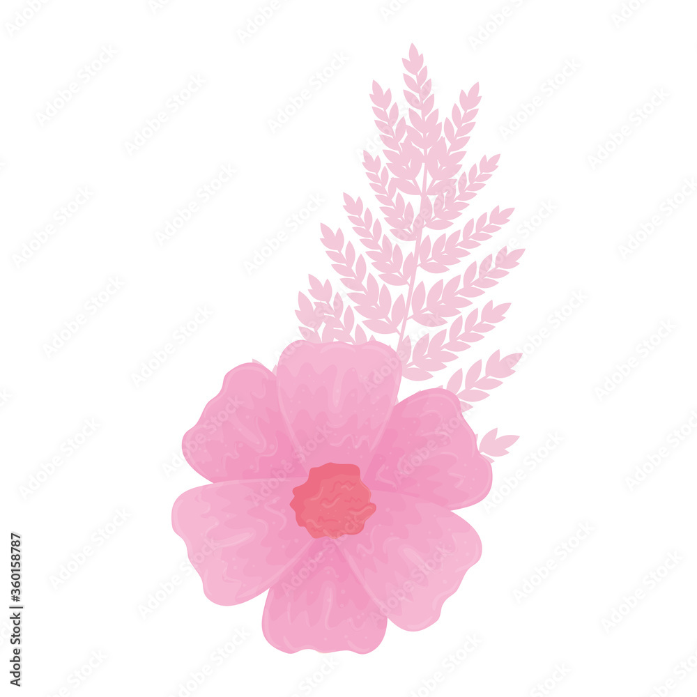 Naklejka premium flower pink color pastel with branch and leaves , nature concept vector illustration design