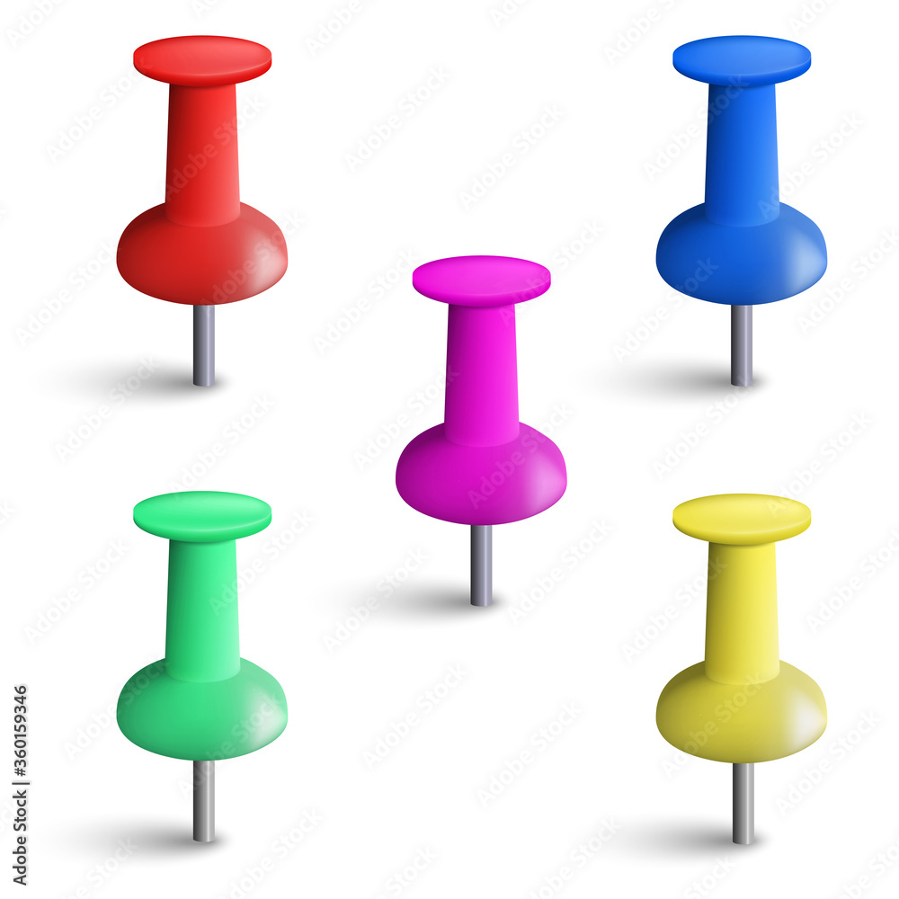 Vector illustration of a set of push-pins. Vector illustration of a set of push-pins.