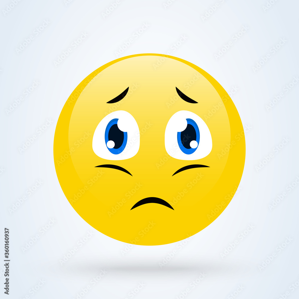 Depressed and sad emoticon, emoji vector illustration. Sad smiley emoticon Depressed and sad emoticon, emoji vector illustration. Sad smiley emoticon