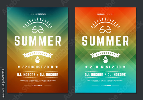 Summer party design poster or flyer night club event modern typography