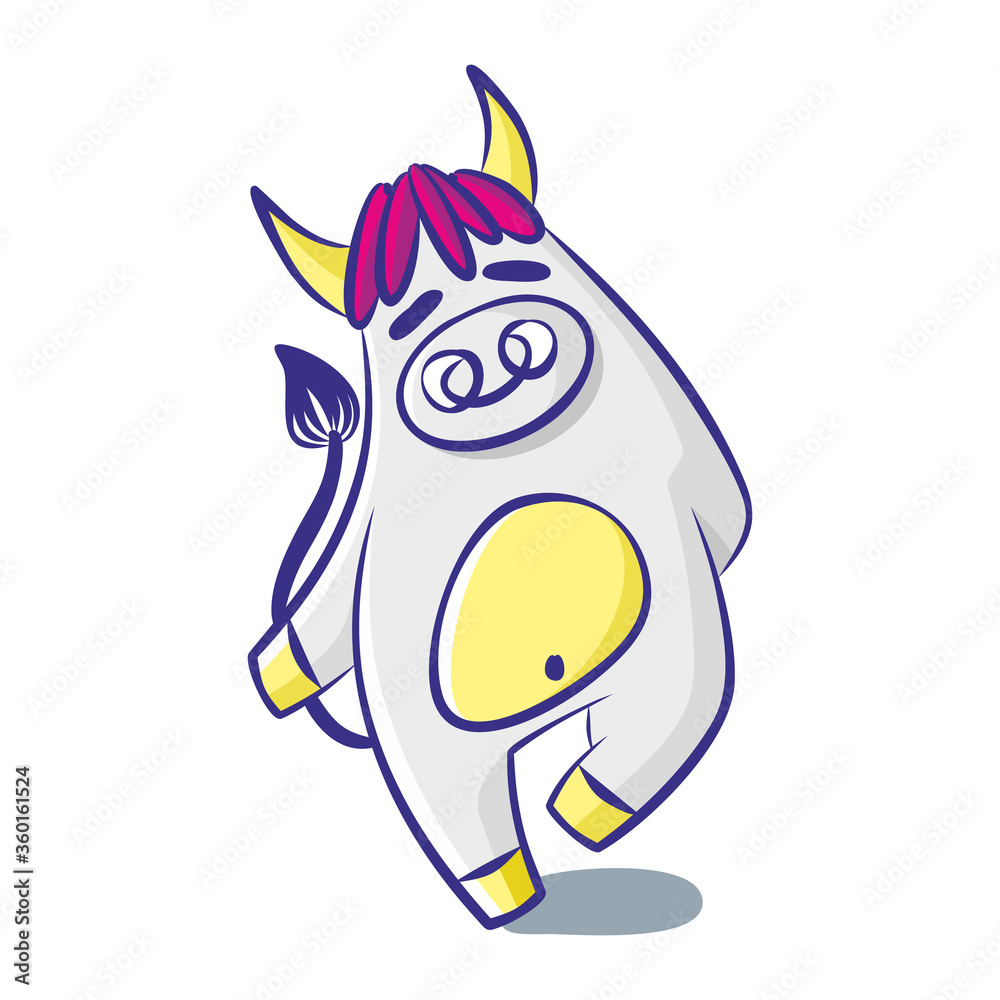 cartoon bull dancing. Isolate on a white background. Vector illustration cartoon bull dancing. Isolate on a white background. Vector illustration
