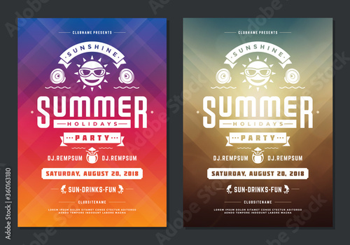Summer party design poster or flyer night club event modern typography
