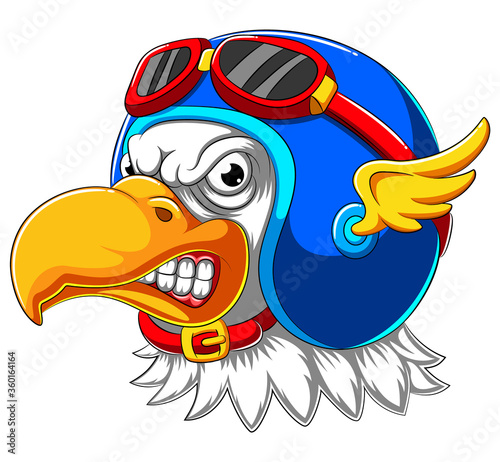Eagle wearing helmet of Racer