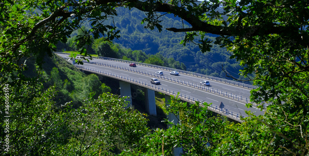 Cars and traffic on the A15 motorway near the municipality of Berastegi, Euskadi Cars and traffic on the A15 motorway near the municipality of Berastegi, Euskadi