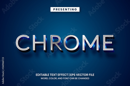 Metallic shiny silver chrome text effect