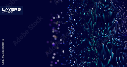 Layer big data binary flux. Bigdata flow abstract vector technology background. photo