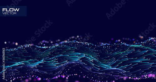 Layer big data binary flux. Bigdata flow abstract vector technology background. photo