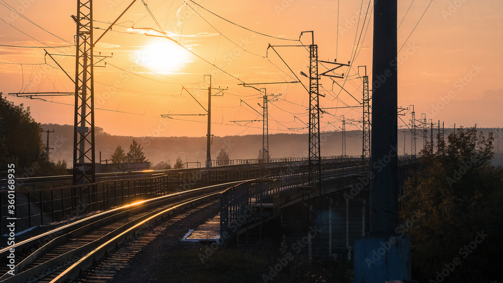 railway at sunset