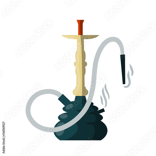 Hookahs. Green Flasks. Smoking device. Bad middle Eastern habit. Rest and relaxation. Cartoon flat illustration. Shisha bar element