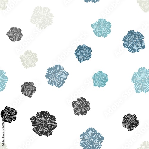 Light Blue, Yellow vector seamless doodle background with flowers. Abstract illustration with flowers in doodles style. Texture for window blinds, curtains.