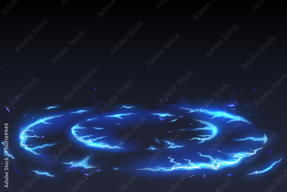 Abstract blue lightning circle background