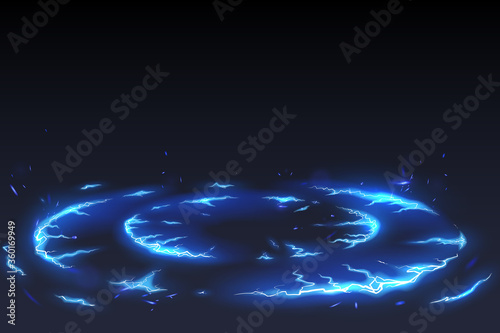 Abstract blue lightning circle background