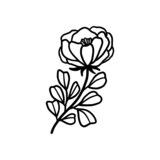 Hand drawn monochrome flower plant, leaf, and foliage element for wedding invitation, floral logo, symbol, greeting cards, decor, botanical icon, or banner. Summer, spring, and autumn botany element