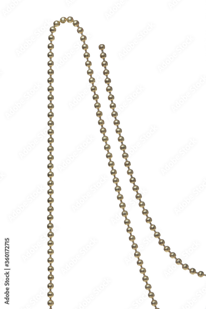 Fragment of a metal chain for jewelry on a white background. Isolated Fragment of a metal chain for jewelry on a white background. Isolated