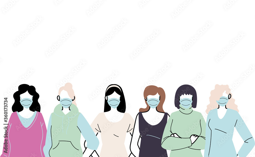 Fototapeta premium young women wearing face mask to prevent virus